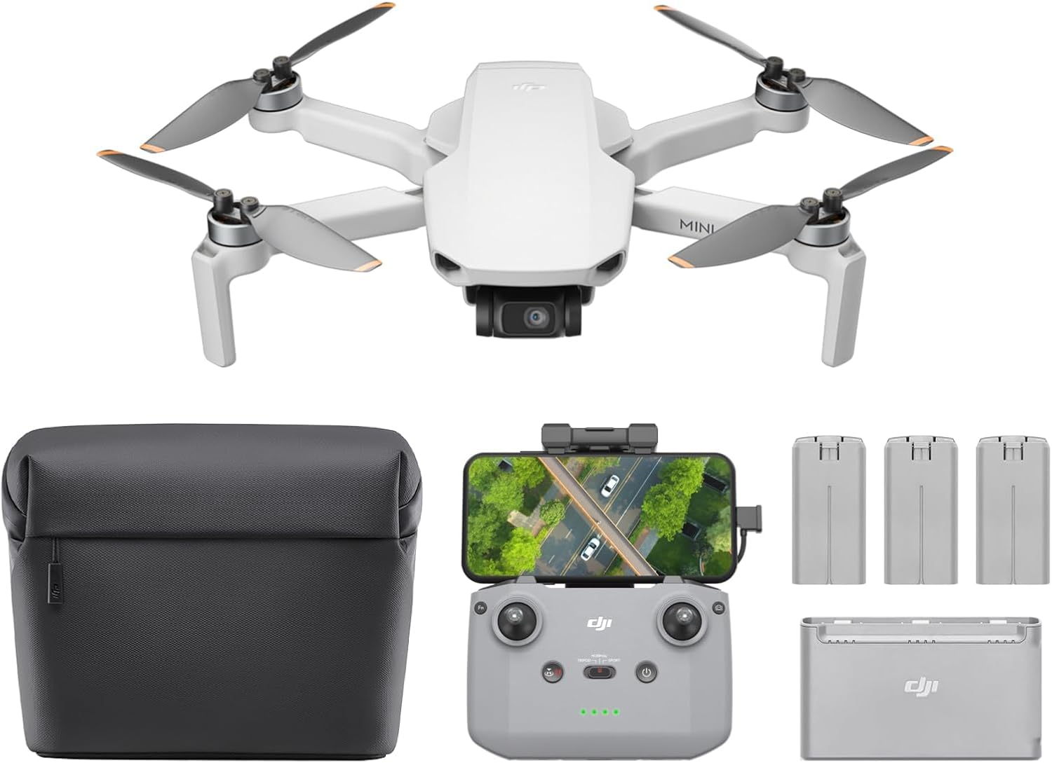 DJI Mini 4K Fly More Combo Adult Drone, 4K HD Camera, <249g, 3 Axis Stabilizer, 10km Video Transmission, Auto Return, 3 Batteries for Max 93' Flight Time, QuickShots