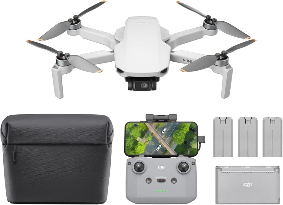 DJI Mini 4K Fly More Combo Adult Drone, 4K HD Camera, <249g, 3 Axis Stabilizer, 10km Video Transmission, Auto Return, 3 Batteries for Max 93' Flight Time, QuickShots