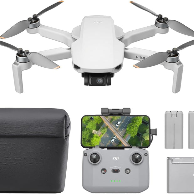 DJI Mini 4K Fly More Combo Drone per adulti, fotocamera HD 4K, <249g, stabilizzatore a 3 assi, trasmissione video da 10km, ritorno automatico, 3 batterie per un tempo di volo massimo di 93', QuickShots