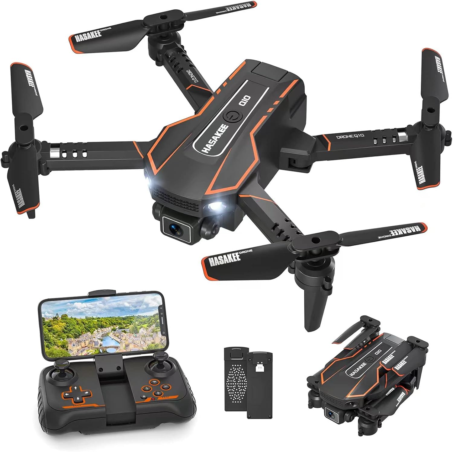 Mini Drone Q10 con Telecamera per Bambini e Adulti, Quadricottero Pieghevole FPV 1080 HD con Modalità Sensore di Gravità, Modalità Senza Testa