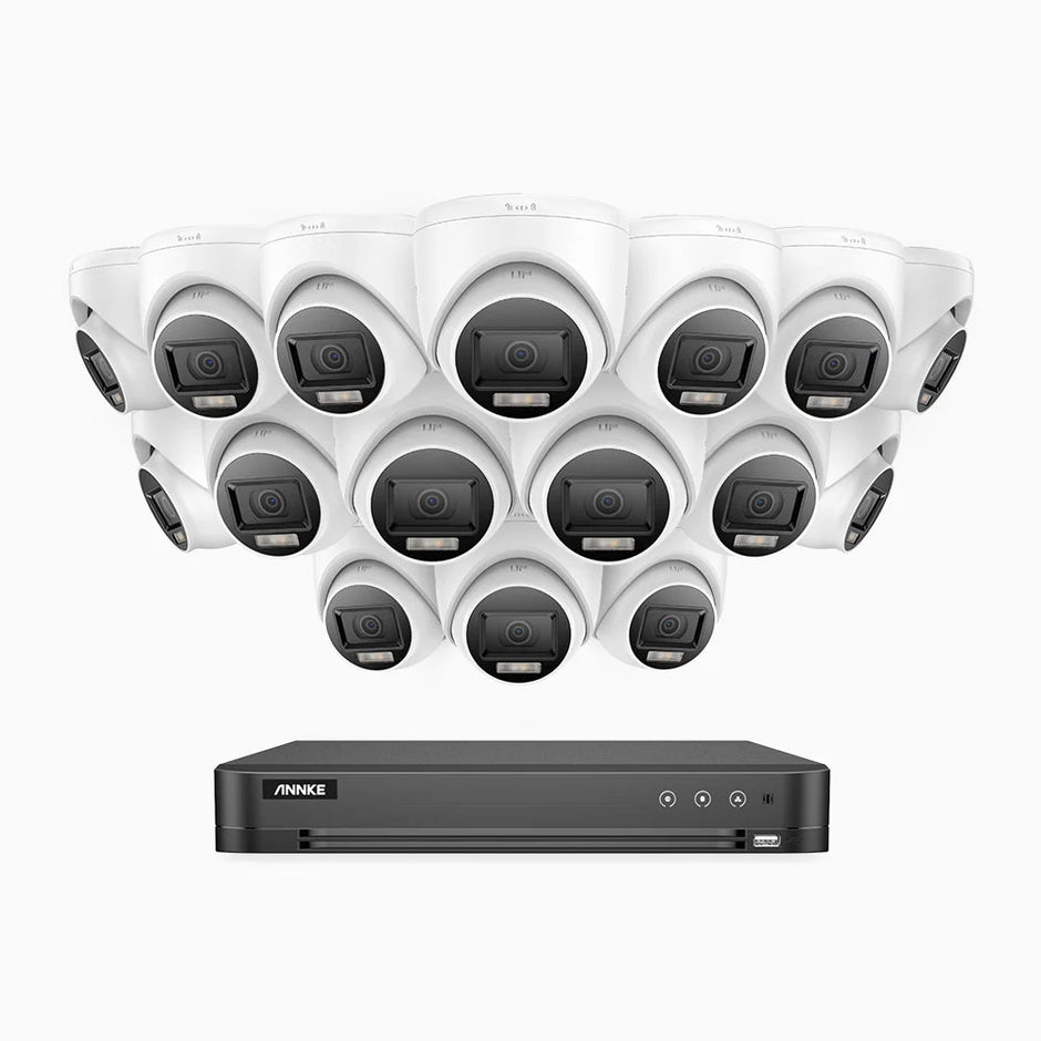 ADLK800 - Kit di Videosorveglianza Analogica a 16 Canali con 16 Telecamere 4K, Visione Notturna Dual-Light, 3840x2160@20fps, Ampia Apertura f/1.6, Uscita Segnale 4-in-1, IP67