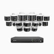 FDH800 - 16-Channel 4K Dual-Lens PoE Video Surveillance Kit, 8 Bullet Cameras and 8 Cameras, 180° Panoramic View, Dual-Light Intelligent Night Vision, Two-Way Audio, Active Siren and Alarm, People and Vehicle Detection, IP67